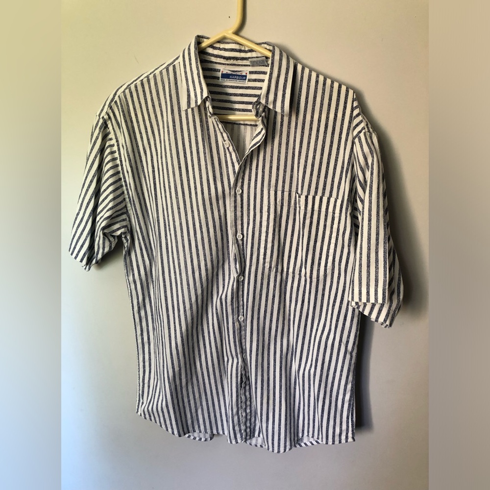 Vintage Cotton Men's Striped Button Shirt